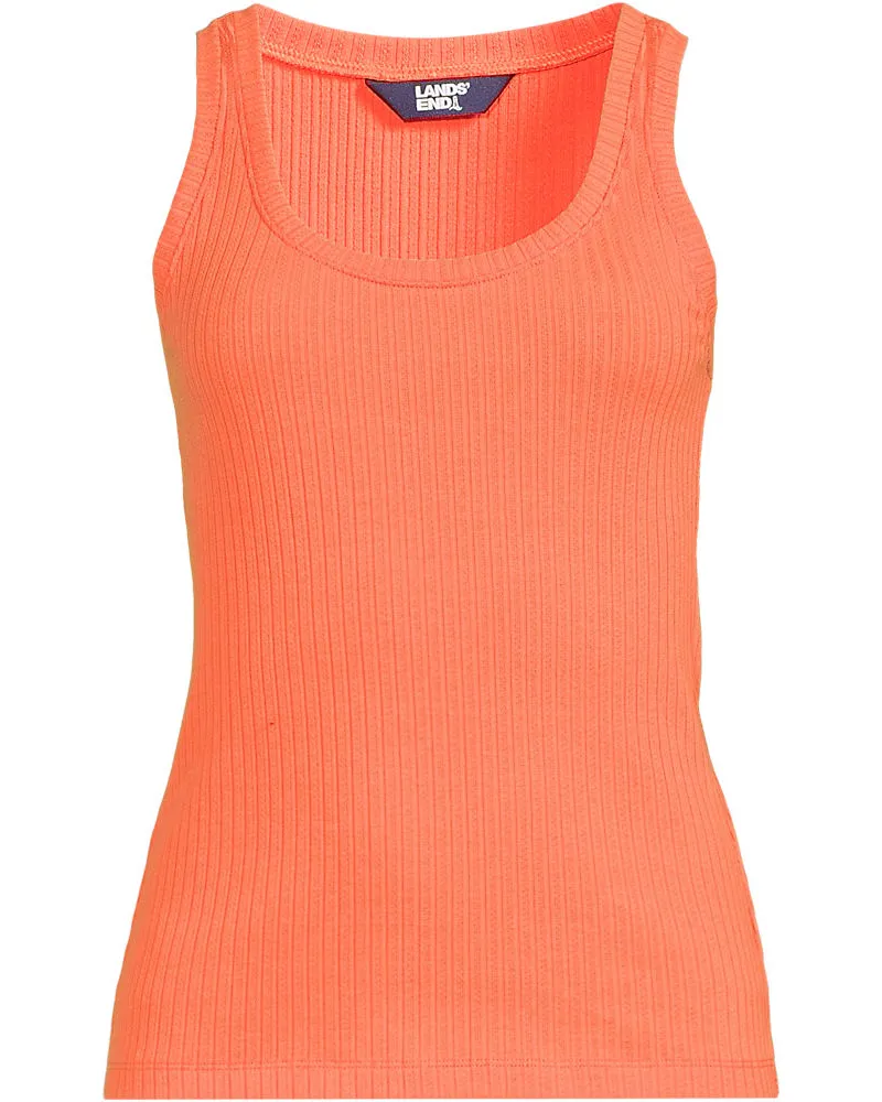 Lands' End Ärmelloses Ajour-Top, Damen, Größe regular, Orange, Elasthan/Baumwoll-Mischung, by Orange