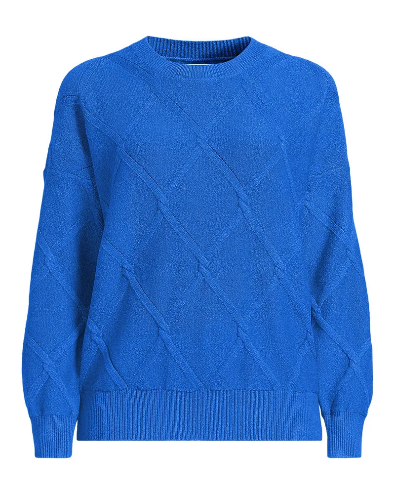 Lands' End CashTouch Pullover mit Rautenmuster, Damen, Größe regular, Blau, Baumwoll-Mischung/Polyester-Mischung/Nylon-Mischung, by Blau