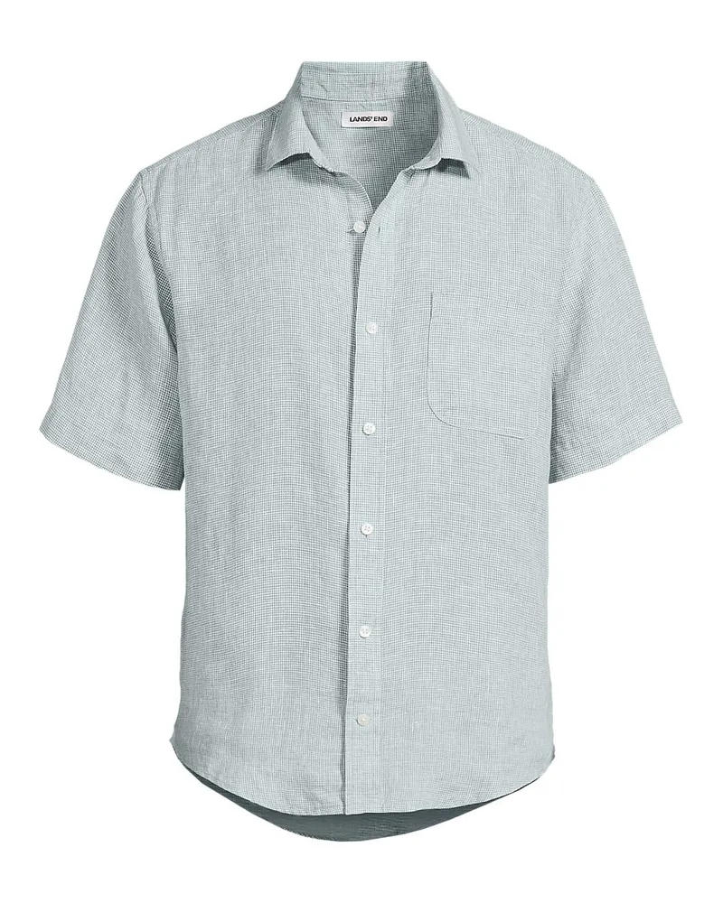 Lands' End Premium Reinleinen-Hemd mit kurzen Ärmeln, Classic Fit, Herren, Größe tall, Grün, Leinen, by Grün