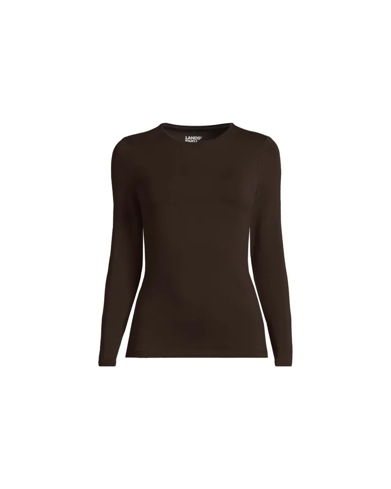 Lands' End Shirt aus Baumwolle/Modal-Mix mit Rundausschnitt, Damen, Größe:44-46 petite, Braun, Baumwolle Modal, by Braun