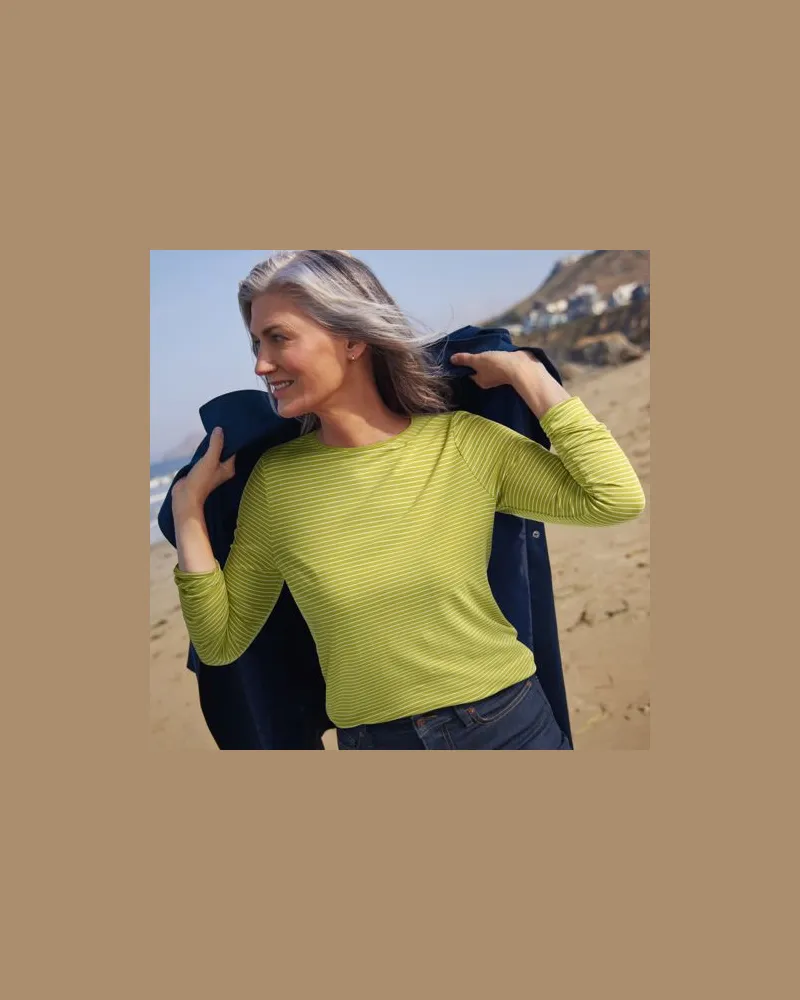 Lands' End Shirt aus Baumwolle/Modal-Mix mit Rundausschnitt, Damen, Größe:32-34 petite, Grün, Baumwolle Modal, by Grün