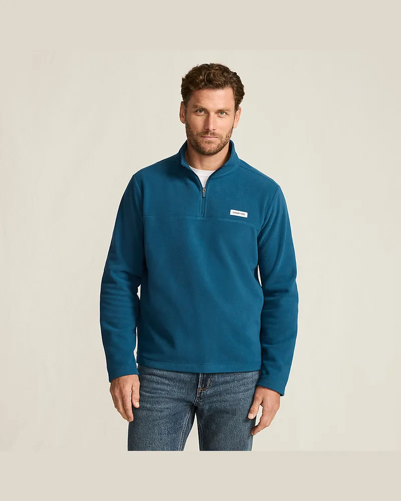 Lands' End Anyweather Fleece-Pullover mit Reißverschluss, Herren, Größe regular, Blau, Polyester, by Blau