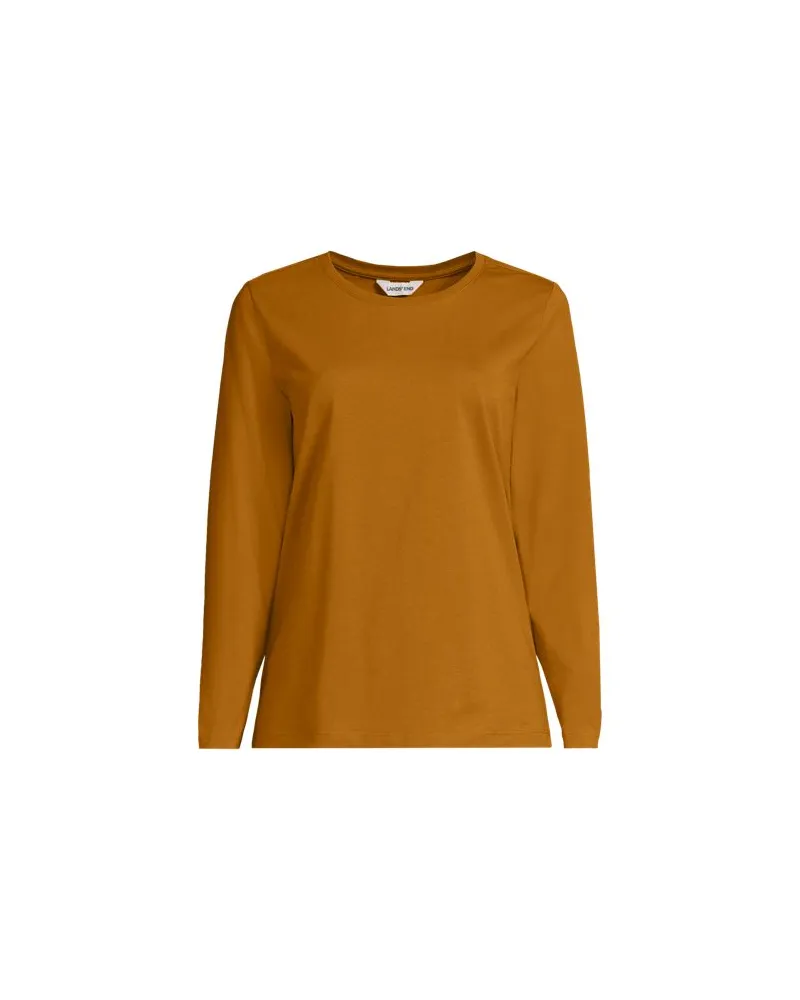 Lands' End Langärmeliges Supima-Shirt mit Rundausschnitt, Damen, Größe:32-34 regular, Gelb, by Gelb