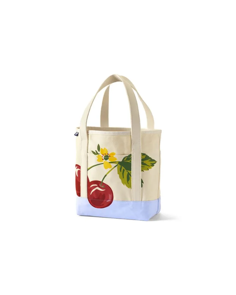Lands' End Mittelgroße offene Canvas-Tasche mit Printmuster, Damen, Größe:null regular, Weiß, Baumwolle, by Weiß