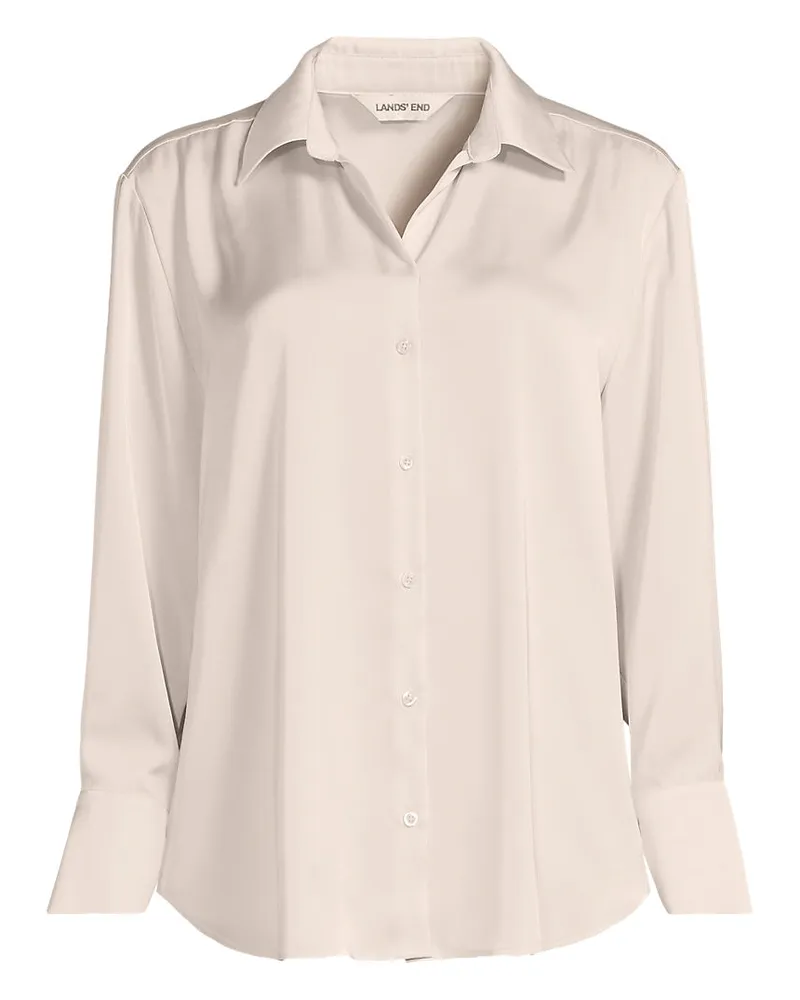 Lands' End Satinbluse, Damen, Größe regular, Weiß, Polyester, by Weiß