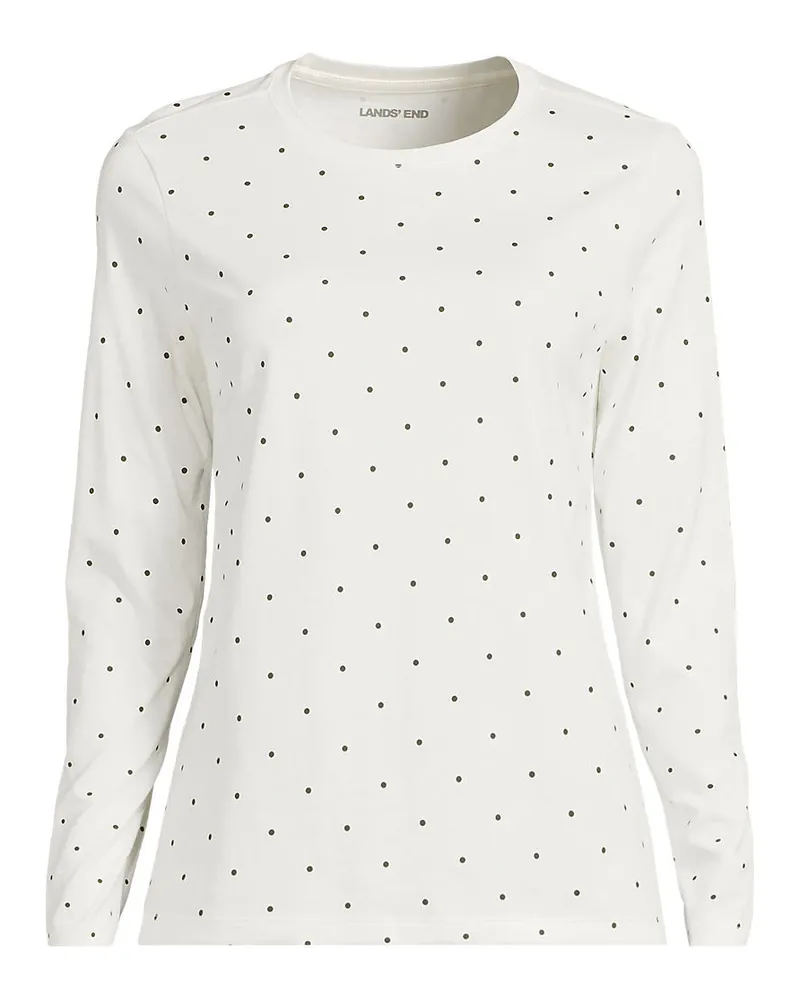 Lands' End Supima-Shirt, Langarm, Damen, Größe regular, Weiß, Baumwolle, by Weiß