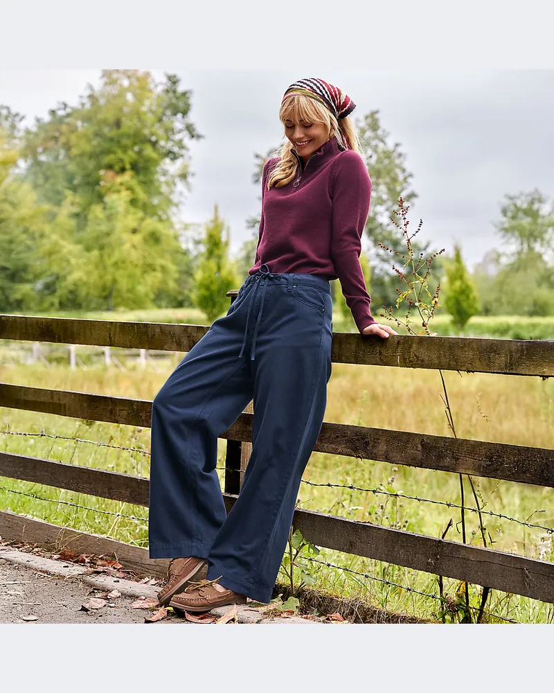 Lands' End Soft Comfort weite Jeans im Leinenmix, Damen, Größe regular, Blau, by Blau
