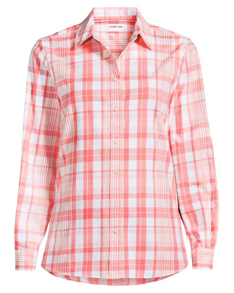 Lands' End Lange leichte Flanellbluse, Damen, Größe regular, Pink, by Pink