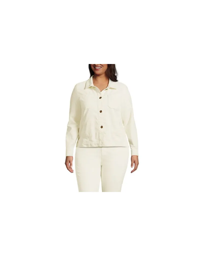 Lands' End Leicht verkürzte Cordjacke, Damen, Größe plus, Weiß, Baumwoll-Mischung, by Weiß
