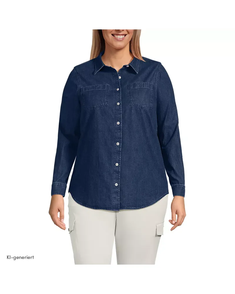 Lands' End Denim-Bluse, Damen, Größe plus, Blau, Baumwolle, by Blau