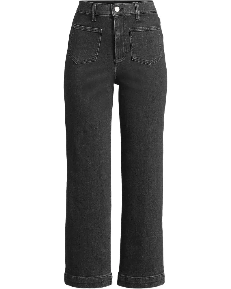 Lands' End Soft Denim 7/8-Hose mit weitem Bein, Damen, Größe regular, Schwarz, Baumwolle/Elasthan, by Schwarz