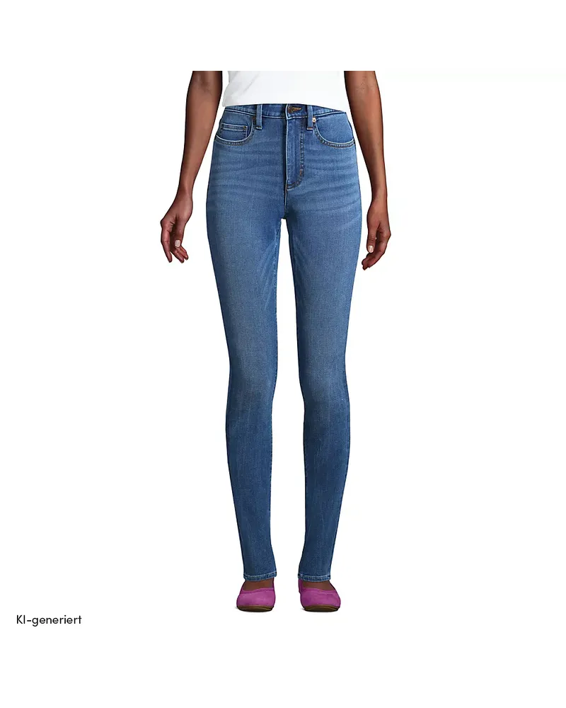 Lands' End Shaping Jeans Skinny Fit High Waist, Damen, Größe petite, Blau, by Blau