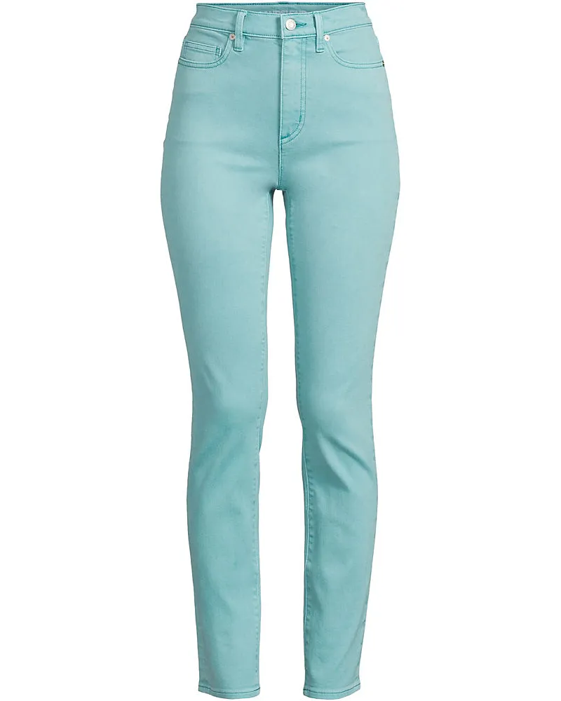 Lands' End Slim Fit Stretch-Jeans High Waist, Damen, Größe plus, Blau, Elasthan/Baumwoll-Mischung/Polyester-Mischung, by Blau