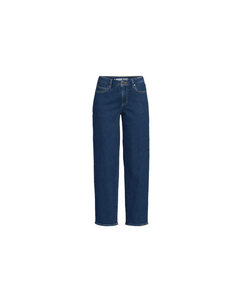 Lands' End Relaxte Soft Denim Straight Fit 7/8-Jeans, Damen, Größe plus, Blau, Elasthan/Baumwoll-Mischung, by Blau