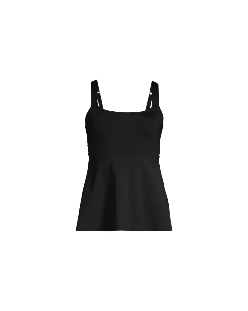 Lands' End Ausgestelltes Tankinitop mit U-Ausschnitt, Damen, Größe regular, Schwarz, Elasthan/Polyester-Mischung/Nylon-Mischung, by Schwarz
