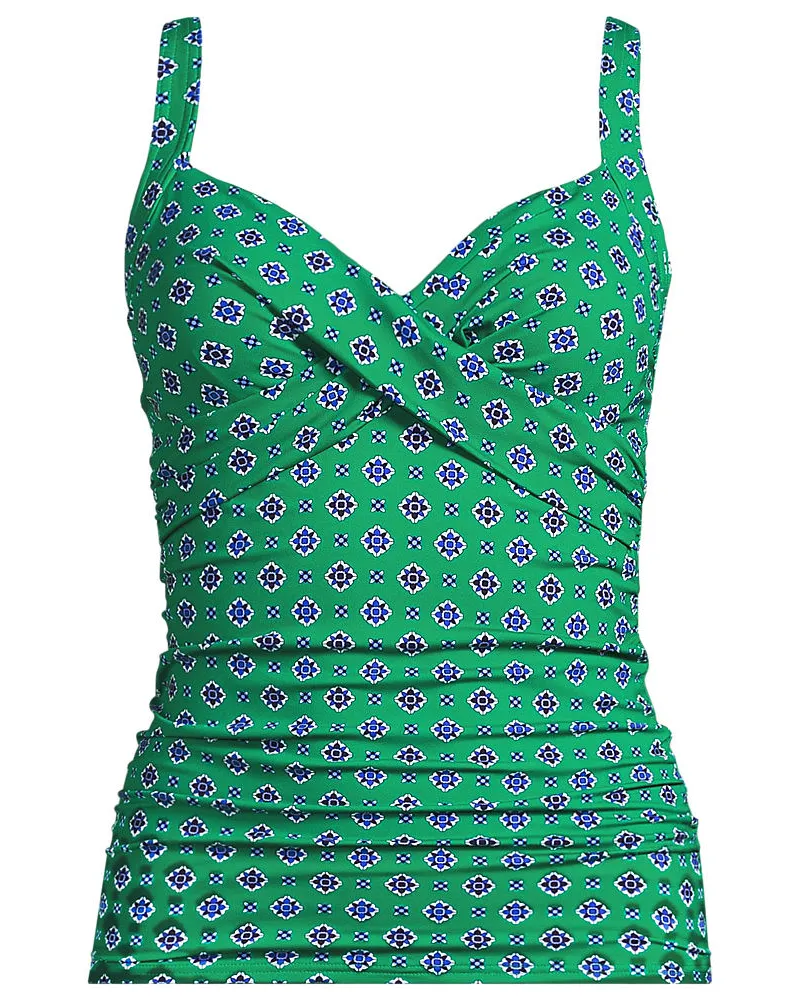 Lands' End Tankinitop CHLORRESISTENT mit V-Ausschnitt, Damen, Größe regular, Grün, Nylon-Mischung, by Grün