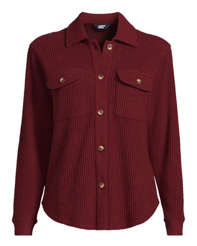 Lands' End Hemdbluse aus Waffeljersey, Damen, Größe regular, Rot, Baumwoll-Mischung/Polyester-Mischung, by Rot