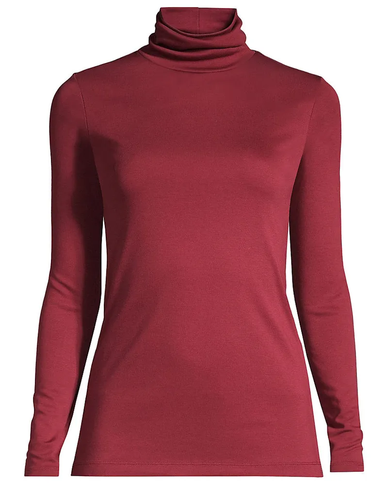 Lands' End Rollkragenshirt aus Supima, Damen, Größe regular, Rot, Baumwolle, by Rot