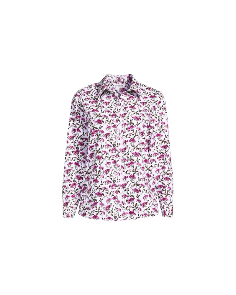 Lands' End Bügelfreie Baumwoll-Bluse, Damen, Größe regular, Weiß, Baumwolle, by Weiß