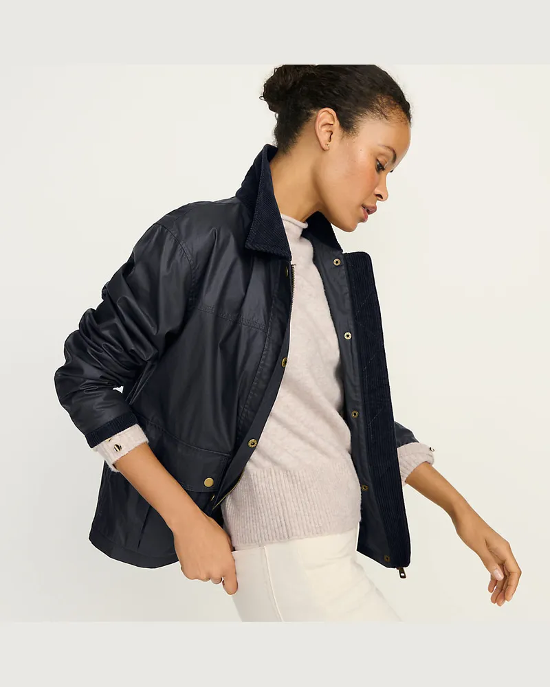 Lands' End Wachsjacke, Damen, Größe regular, Blau, Baumwolle, by Blau