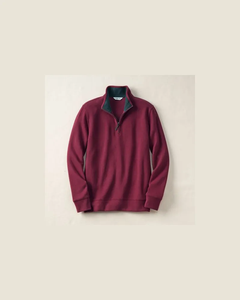 Lands' End Reißverschluss-Pullover aus Bedford-Ripp, Herren, Größe:60 regular, Rot, Baumwolle, by Rot