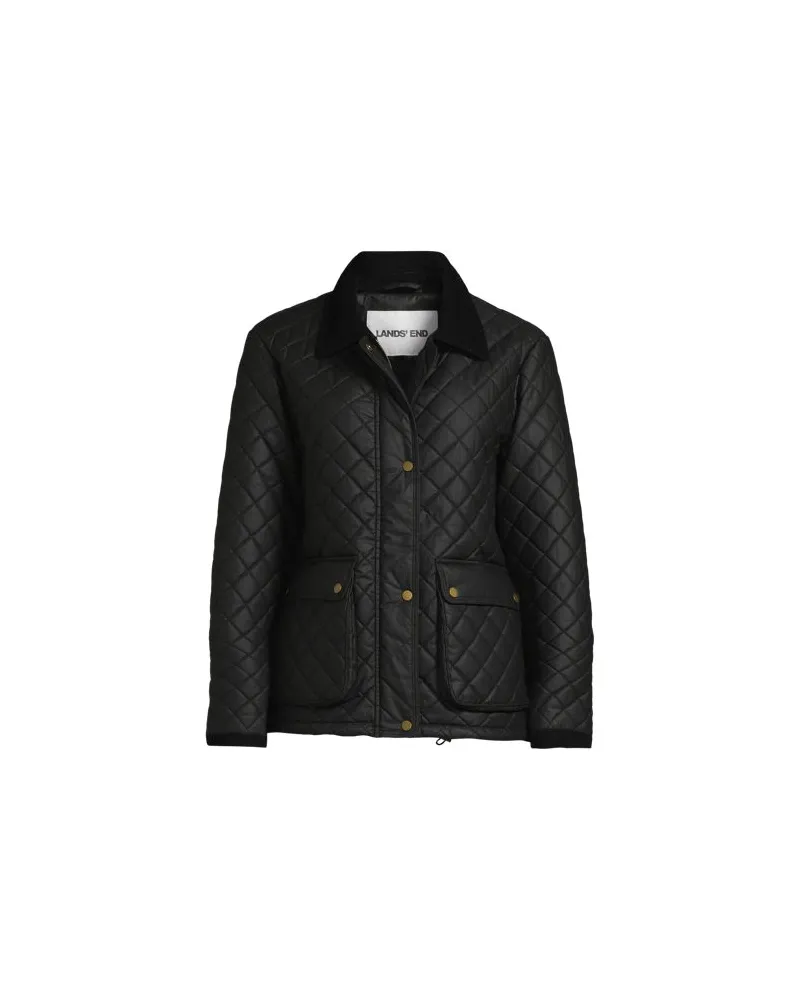 Lands' End Gesteppte Wachsjacke aus Baumwolle, Damen, Größe:44-46 regular, Schwarz, Baumwoll-Mischung/Polyester-Mischung, by Schwarz