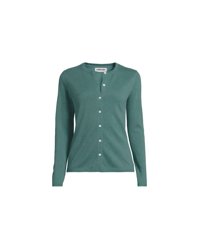 Lands' End Kaschmir-Cardigan mit rundem Ausschnitt, Damen, Größe regular, Grün, Kaschmir, by Grün