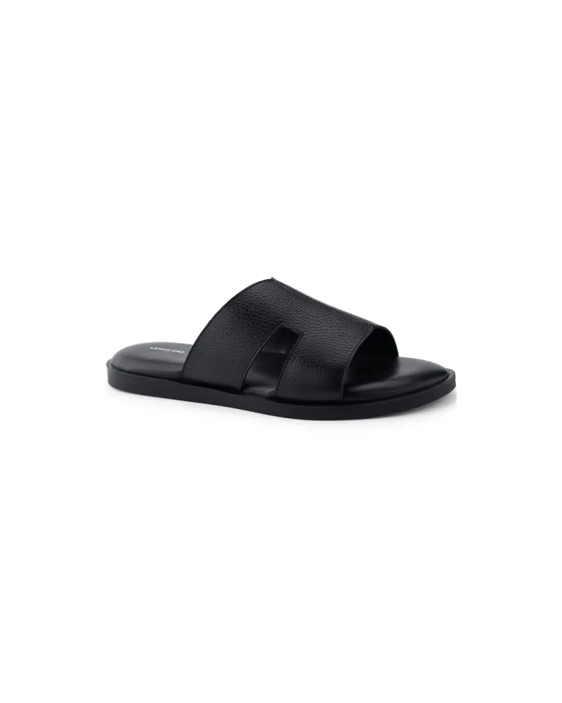 Lands' End Leder-Pantoletten, Herren, Größe regular, Schwarz, Leder, by Schwarz
