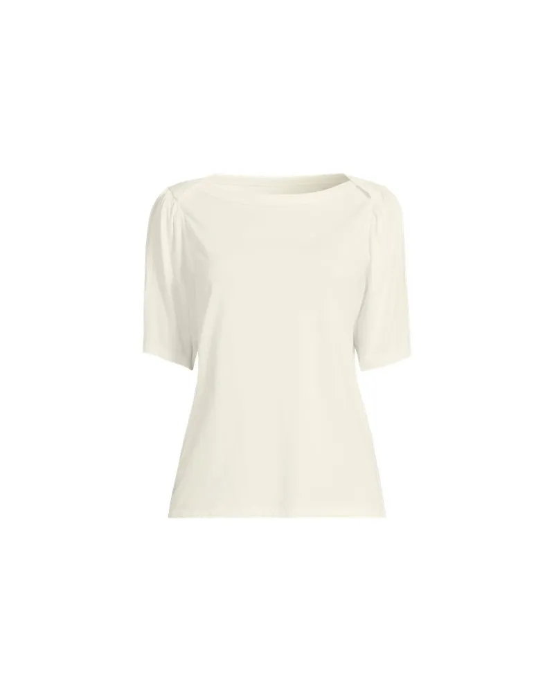 Lands' End Supima-Shirt mit U-Boot-Ausschnitt, Damen, Größe:44-46 regular, Weiß, Baumwolle, by Weiß