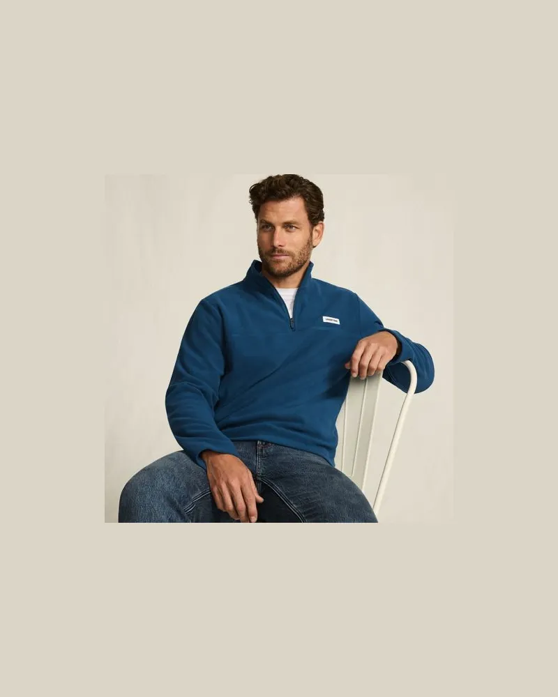 Lands' End Anyweather™ Fleece-Pullover mit Schulterpasse, Herren, Größe:52-54 regular, Blau, Polyester, by Blau