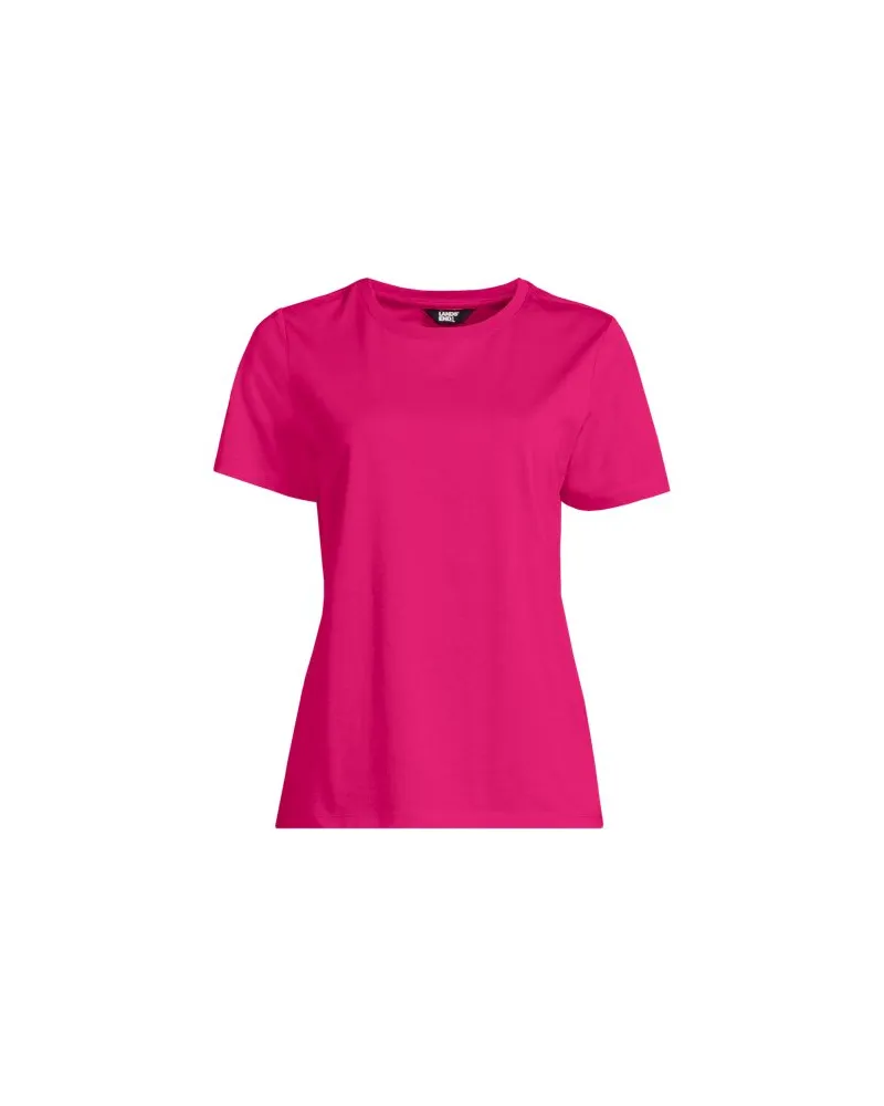 Lands' End Supima T-Shirt mit Rundhalsausschnitt, Damen, Größe plus, Pink, Baumwolle, by Pink