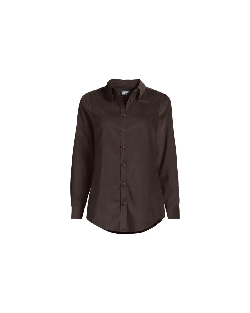 Lands' End Feincord-Hemdbluse, Damen, Größe petite, Braun, Baumwolle, by Braun