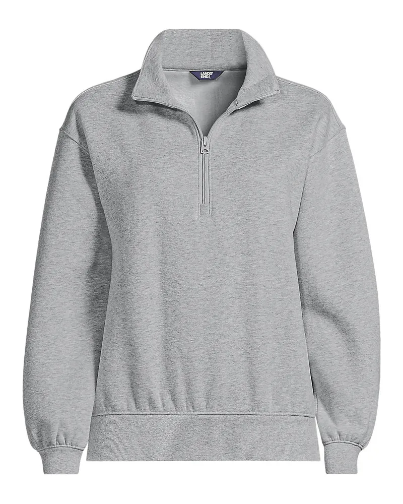 Lands' End Serious Sweats Pullover mit Reißverschluss, Damen, Größe petite, Grau, Baumwoll-Mischung/Polyester-Mischung, by Grau