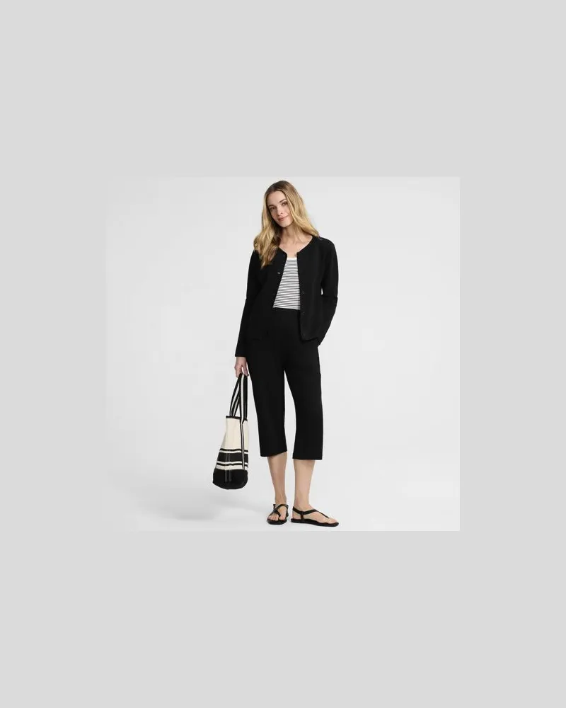 Lands' End Sport Knit Caprihose, Damen, Größe regular, Schwarz, Baumwolle, by Schwarz