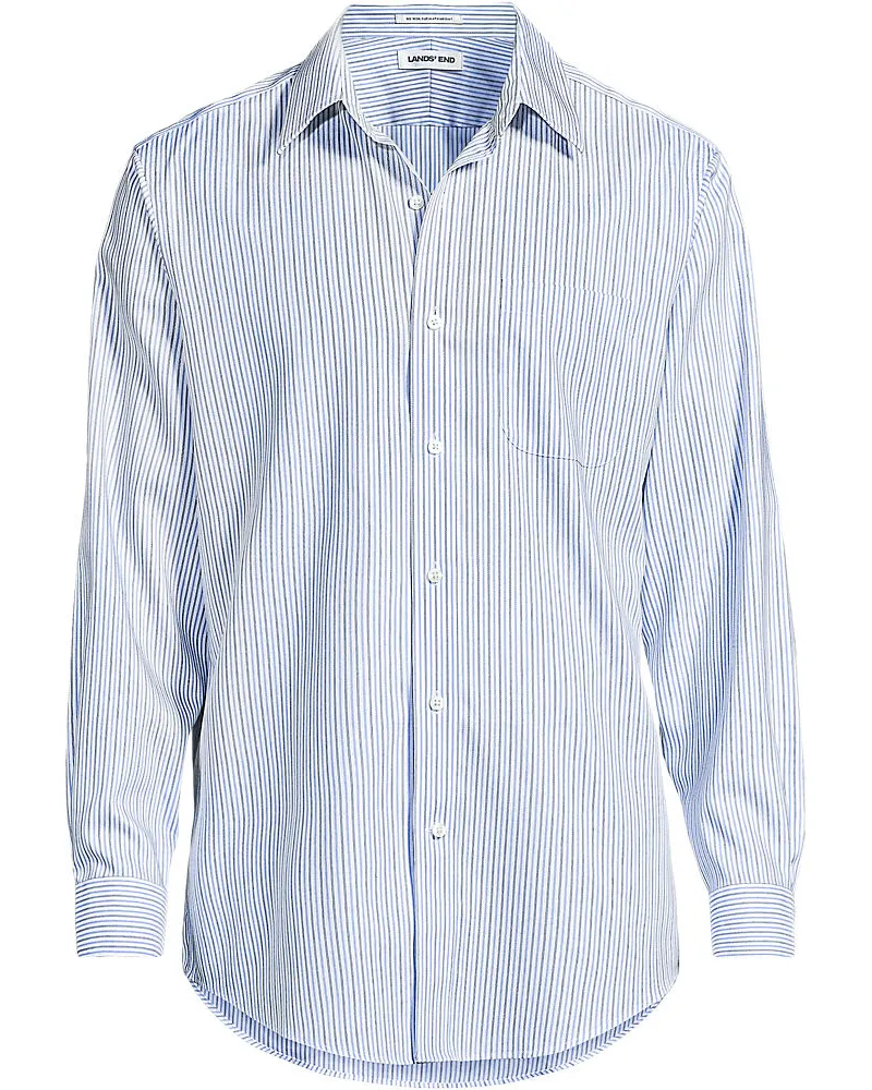 Lands' End CLASSIC FIT. Klassik-Kragen. Bügelleichtes Pinpointhemd, Herren, Größe regular, Blau, Baumwolle, by Blau