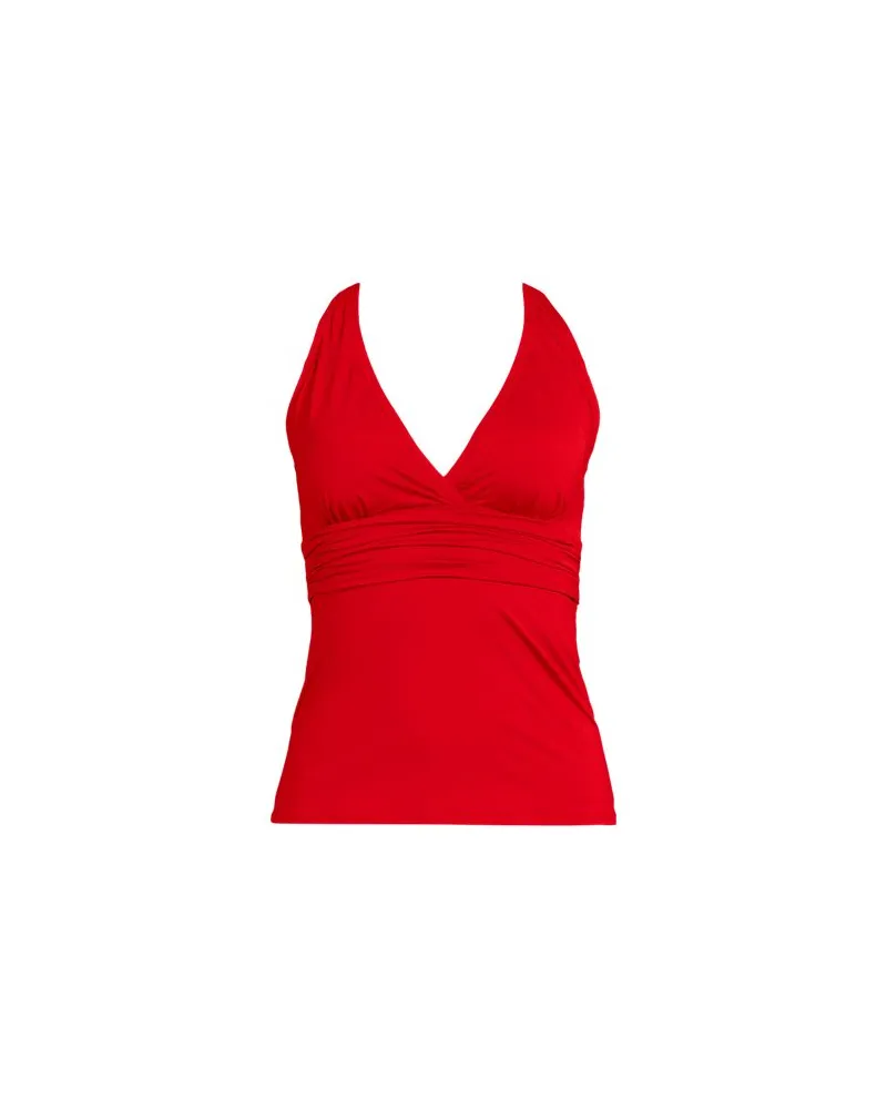 Lands' End Tankinitop mit V-Ausschnitt, Damen, Größe regular, Rot, Nylon-Mischung, by Rot