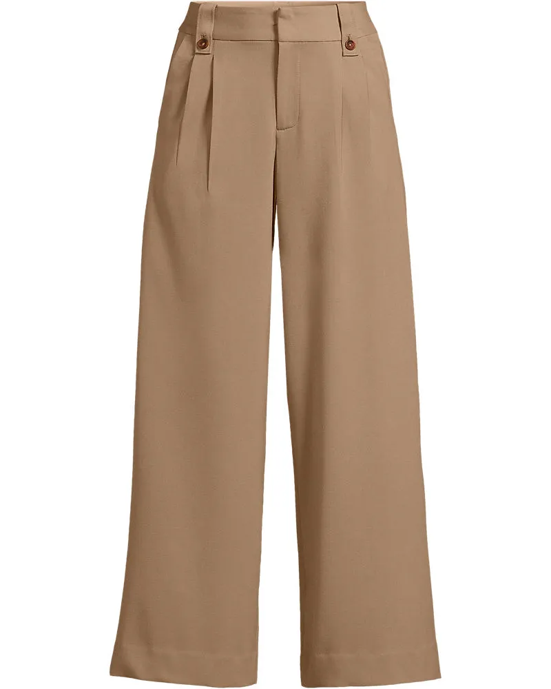 Lands' End Leichte fließende 7/8-Bundfaltenhose, Damen, Größe regular, Beige, by Beige