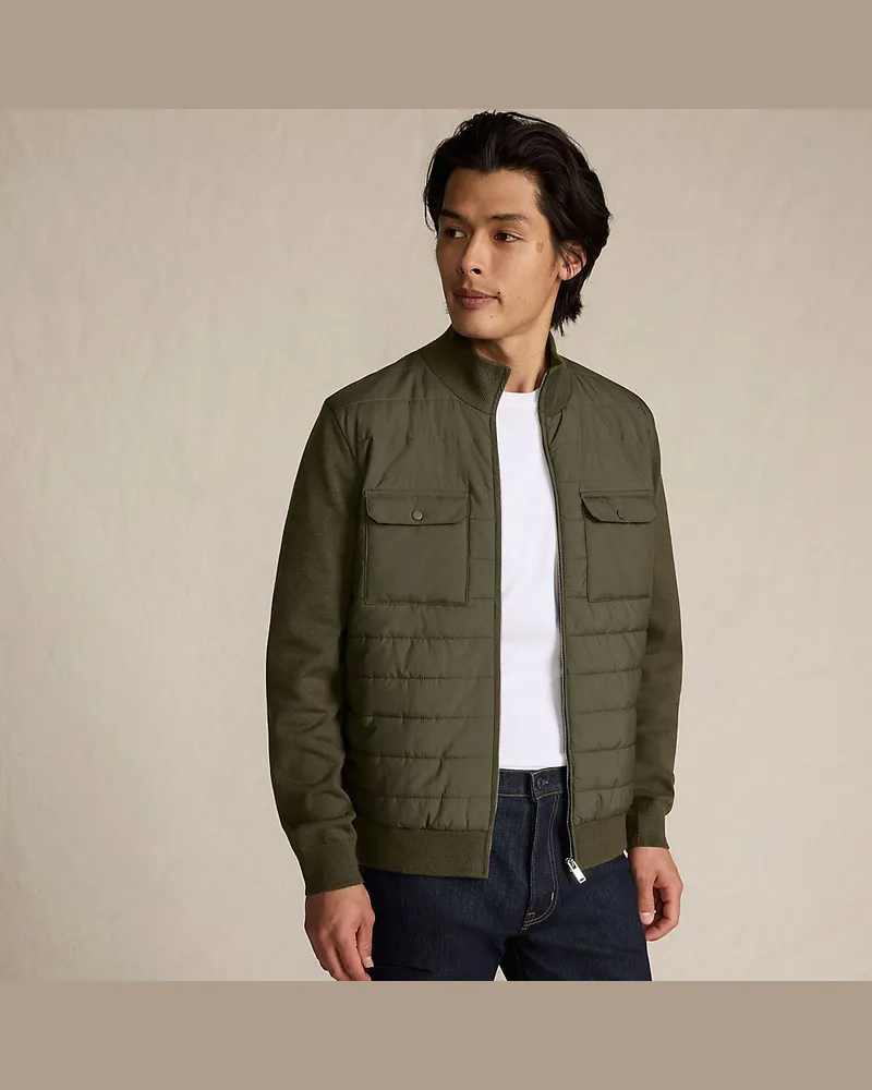 Lands' End Hybrid-Jacke, Herren, Größe regular, Grün, Wolle/Polyester/Nylon, by Grün