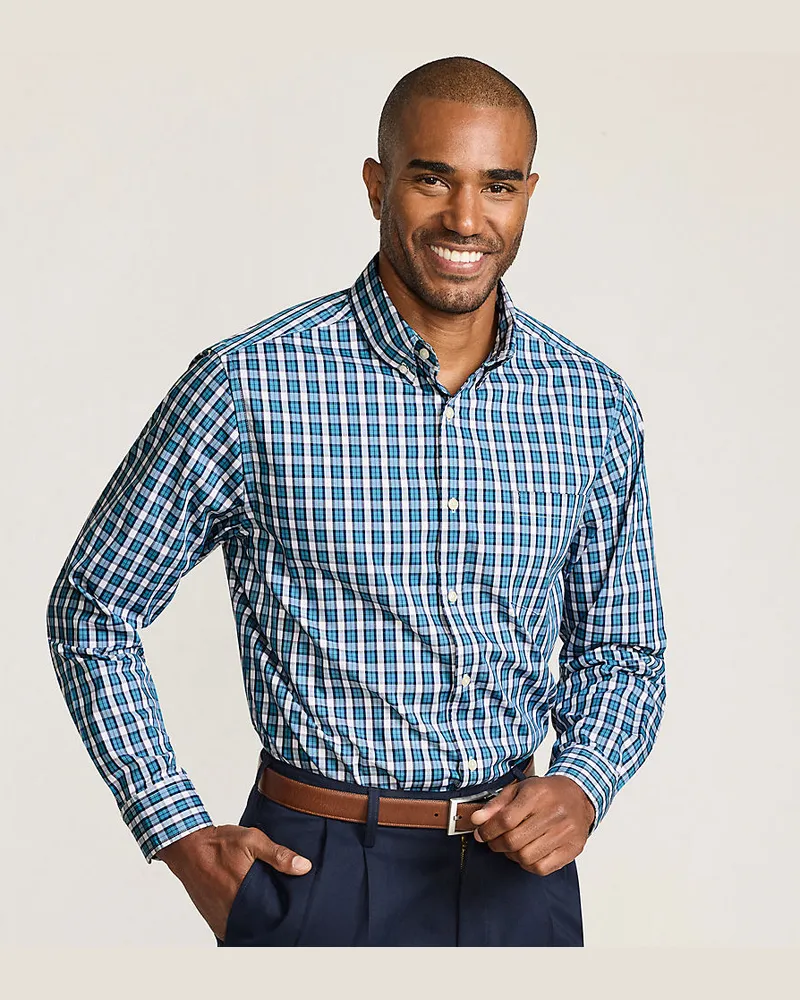 Lands' End Ultimativ-Hemd, Classic Fit, Herren, Größe regular, Grün, Elasthan/Baumwoll-Mischung/Polyester-Mischung, by Grün