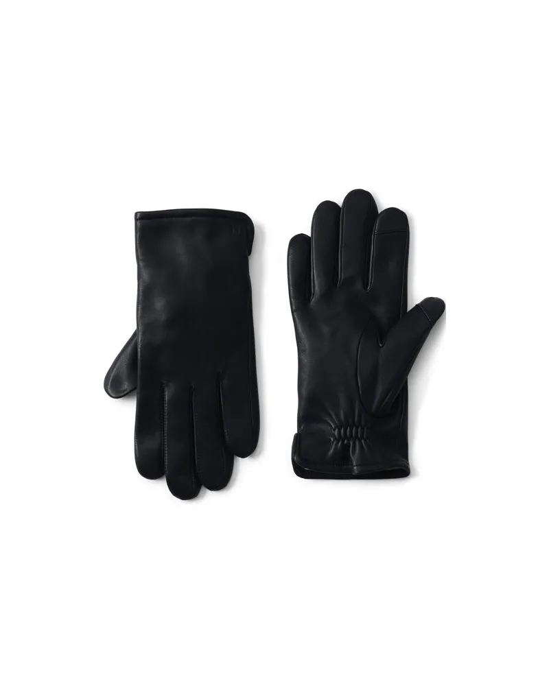 Lands' End Leder-Handschuhe mit Kaschmirfutter, Herren, Größe regular, Schwarz, Kaschmir/Leder, by Schwarz