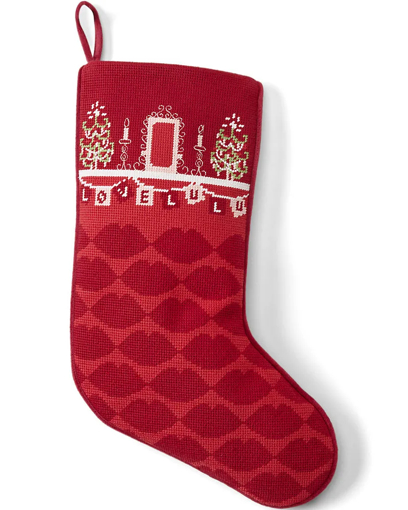 Lands' End x Lulu Guinness Weihnachtsstrumpf, Herren, Größe:null regular, Rot, Polyester, by Lands' End Rot