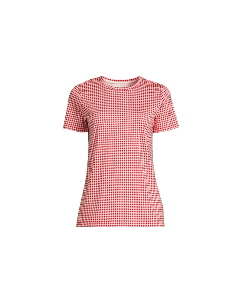 Lands' End Supima Kurzarm-Shirt mit rundem Ausschnitt, Damen, Größe plus, Rot, Baumwolle, by Rot
