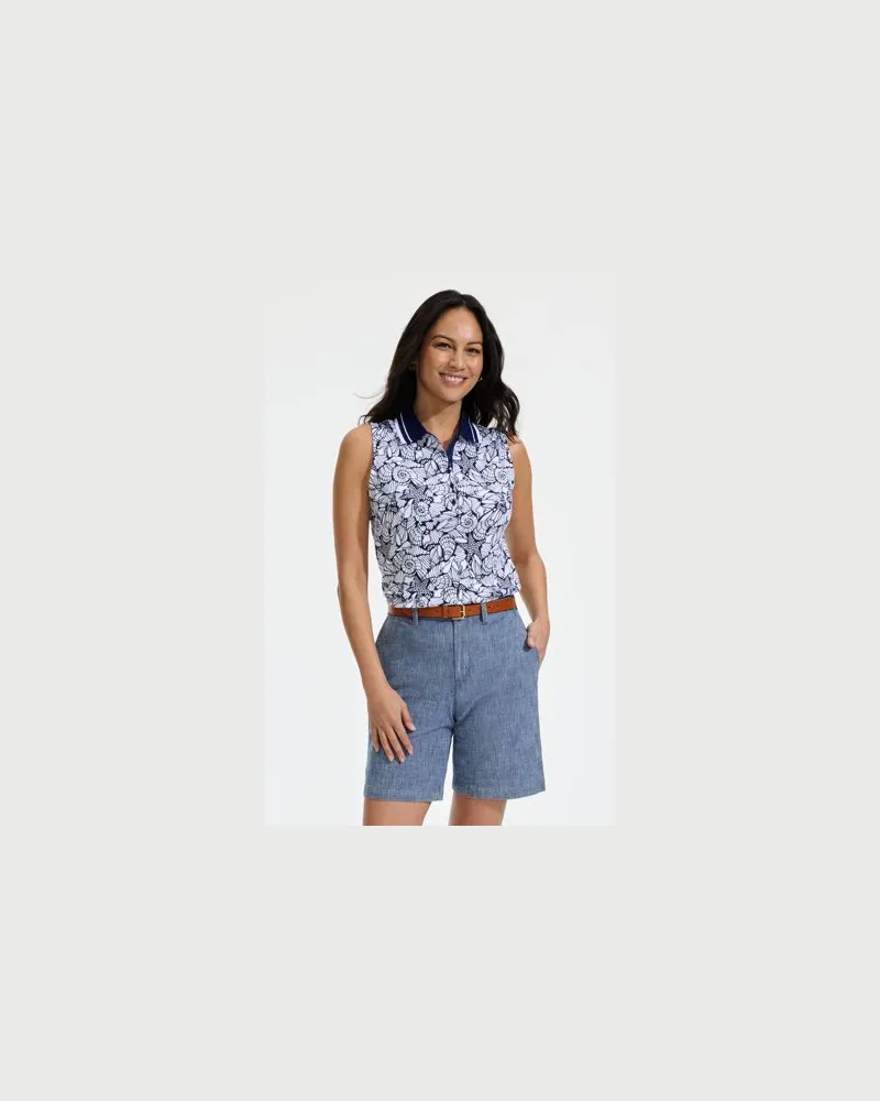 Lands' End Ärmelloses Supima-Poloshirt, Damen, Größe regular, Blau, Baumwolle, by Blau