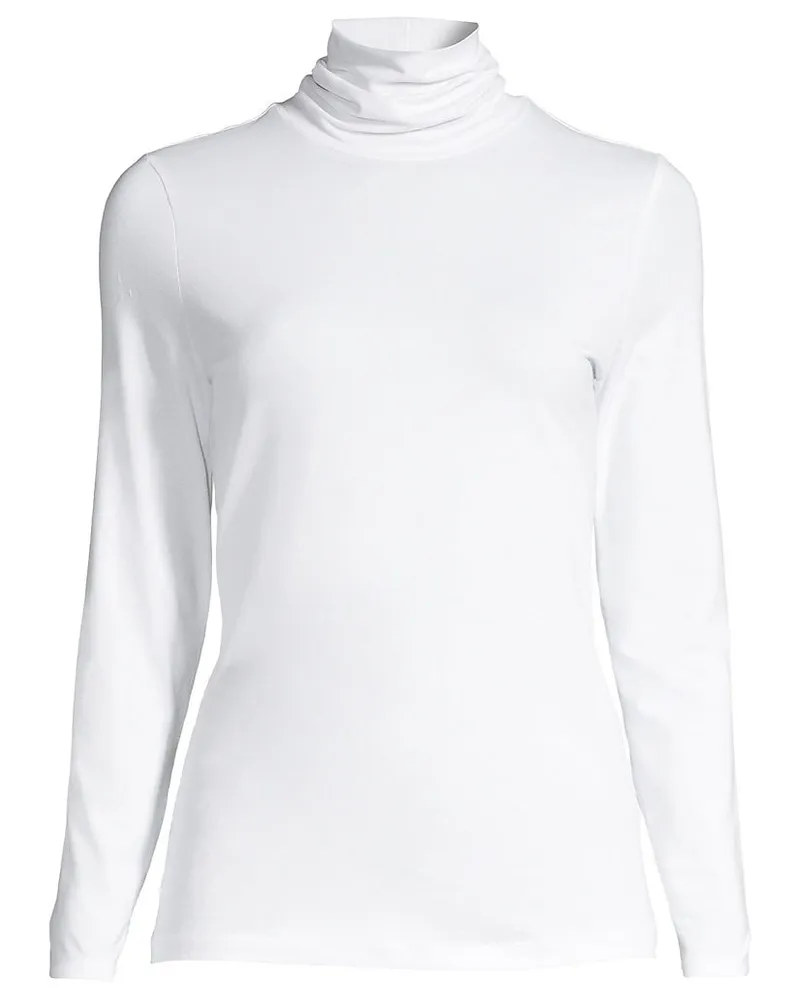 Lands' End Rollkragenshirt aus Baumwoll/Modalmix, Damen, Größe regular, Weiß, Baumwolle/Elasthan/Baumwolle Modal, by Weiß