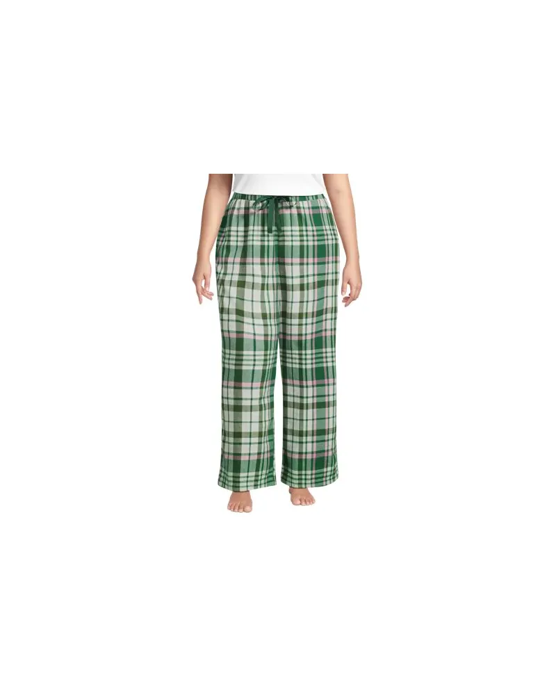 Lands' End Weiche Flanell-Pyjamahose, Damen, Größe plus, Grün, Baumwolle, by Grün
