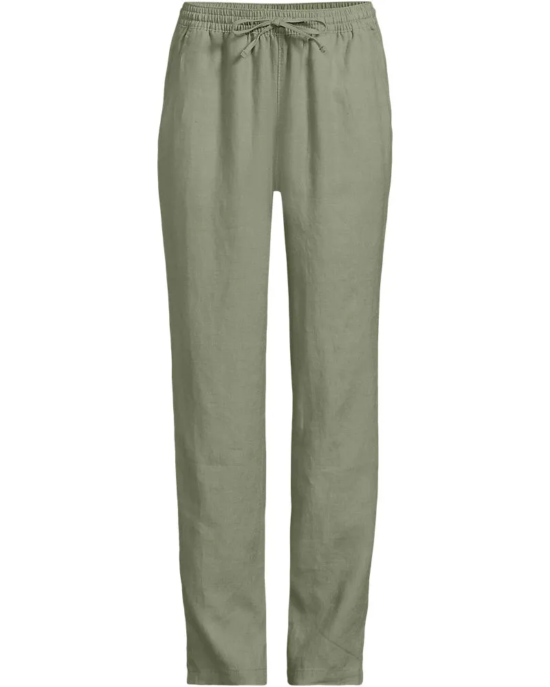 Lands' End Relaxte Premium Reinleinen-Schlupfhose, Damen, Größe plus, Grün, Leinen, by Grün