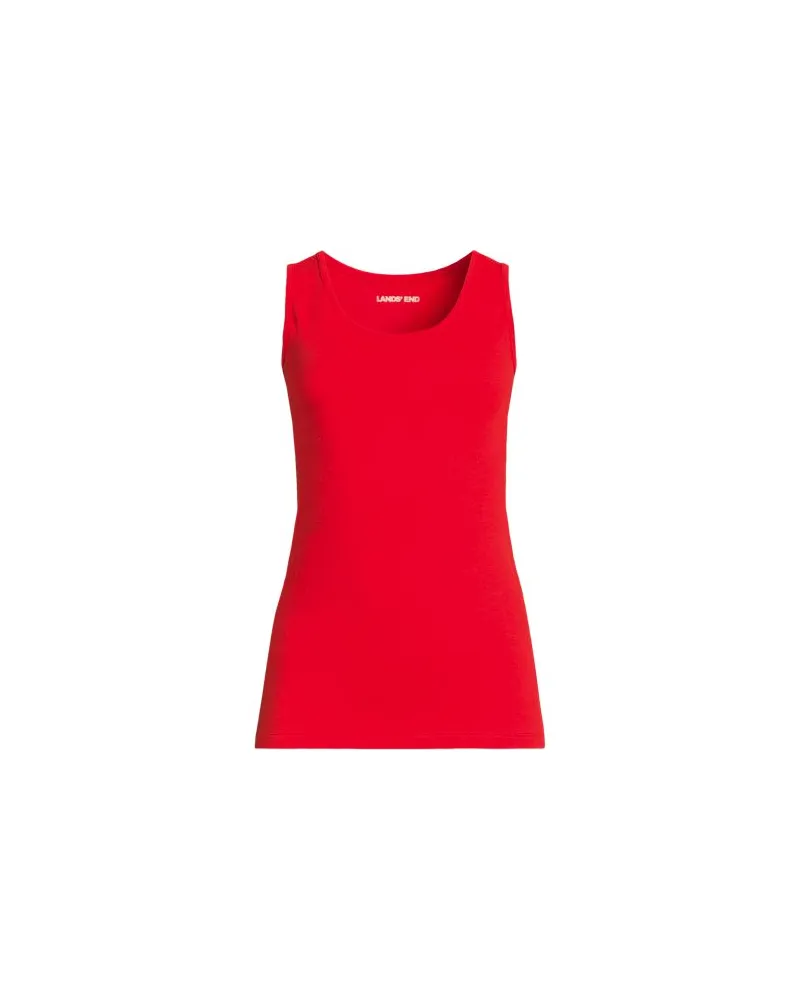 Lands' End Baumwoll-Top, Damen, Größe regular, Rot, Baumwolle, by Rot