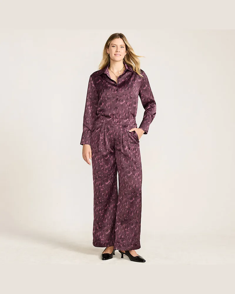 Lands' End Gemusterte Satinhose, Damen, Größe:34 regular, Lila, Polyester, by Lila