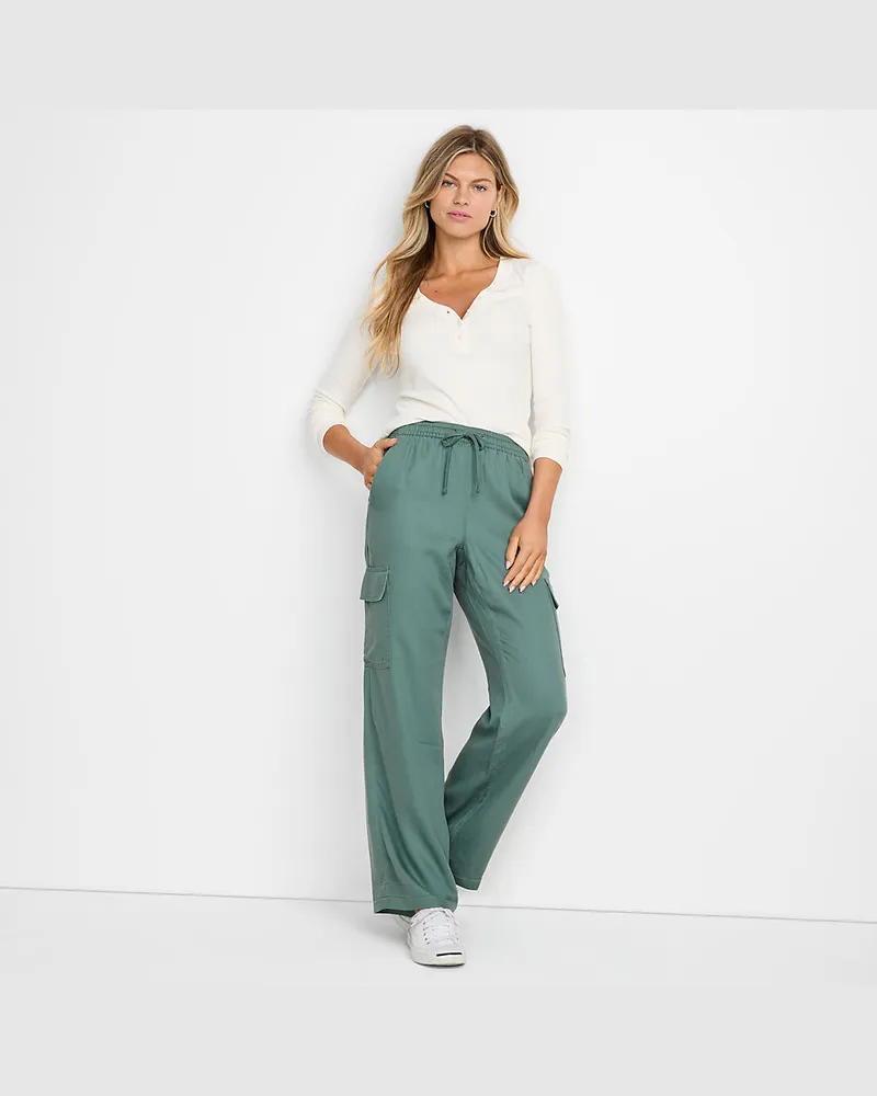 Lands' End Weite Cargohose, Damen, Größe:34 regular, Grün, Kunstseide/Lyocell (Viskose), by Grün