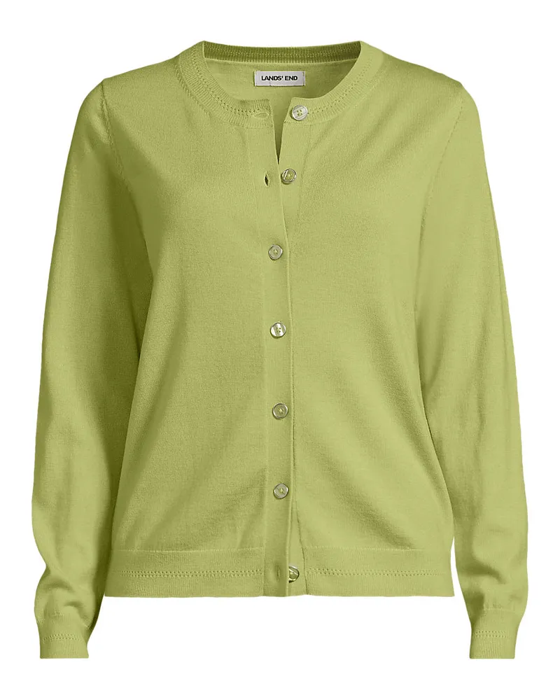 Lands' End Merino-Cardigan, Damen, Größe regular, Grün, by Grün